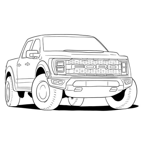 How to draw a 2023 Ford F-Series F-150 Raptor Simple Car Drawing, Chucky Drawing, Truck Drawing, Raptor Truck, 39 Steps, Kawaii Cat Drawing, Ford F150 Raptor, Ford Ranger Raptor, Pencil Drawings For Beginners