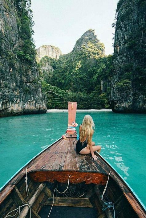 honeymoon island indian ocean phi phi a girl on a boat eljackson via instagram Honeymoon Pictures, Voyage Bali, Honeymoon Island, Thailand Photos, Best Honeymoon Destinations, Ao Nang, Best Honeymoon, Air Terjun, Instagram Image