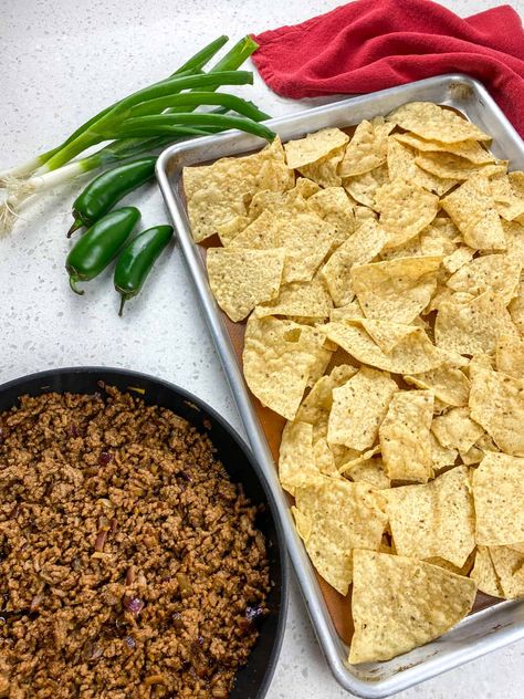 Restaurant Nachos Recipe, Nacho Supreme Recipe Beef, Meat For Nachos Beef, Nachos Recipe Beef Crock Pot, Beef For Nachos Recipe, Nacho Beef Recipe, Meat Nachos Ground Beef, Beef And Cheese Nachos, Nacho Recipes Beef