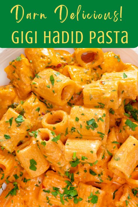 Our Gigi Hadid pasta recipe (with and without vodka) renewed our love of pasta alla vodka. This spicy, creamy tomato pasta is one of the most flavorful Italian pasta dishes you can imagine. The supermodel’s version of pasta with vodka sauce is a winner the whole family will love. Make it a whole meal with breadsticks and salad and you have a meal worthy of company! What To Make With Vodka Sauce, Gigi Hadid Pasta Recipe, Hadid Pasta Recipe, Gigi Hadid Pasta, Hadid Pasta, Pasta Alla Vodka, Vodka Sauce Recipe, Vodka Sauce Pasta, Creamy Tomato Pasta