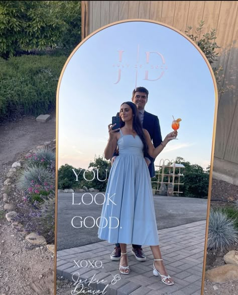 Wedding Guest Selfie Mirror, Wedding Welcome Mirror You Look Good, You Look Beautiful Mirror Wedding, Large Mirror At Wedding, Wedding Mirror For Selfies, Wedding Mirror Signs For Reception, Mirror Photo Booth Wedding, Big Mirror Wedding Decor, You Look Incredible Wedding Mirror