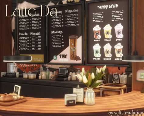 kimorasimz's cc blog Sims 4 Restaurant Clutter, Sims 4 Coffee Shop Cc Maxis Match, Sims Counter Cc, Sims 4 Coffee Bar Cc, Sims 4 Barista Cc, Ts4 Cafe Cc, Coffee Shop Cc Sims 4, Sims 4 Cafeteria Cc, Sims 4 Cc Cafe Furniture Patreon