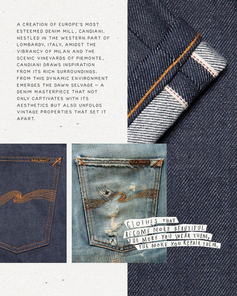 Say hello to Lean Dean Dry Dawn Selvage. Crafted by Candiani in Italy, Europe’s most esteemed denim mill, Dry Dawn Selvage is a standout denim that impresses with its aesthetics and unique vintage qualities. #NudieJeans #CreateTomorrowsVintage Vintage Denim Aesthetic, Denim Aesthetic, Edwin Jeans, Selvedge Denim, Nudie Jeans, Vintage Denim, Say Hello, Unique Vintage, Dean