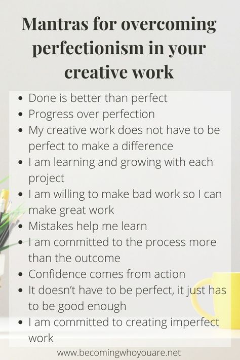 How to Deal with Perfectionism (and Keep Creating Anyway) - Becoming Who You Are Dealing With Perfectionism, How To Overcome Perfectionism, Perfectionism Affirmations, Procrastination Motivation, Growth Mindset Resources, Perfectionism Overcoming, Vision 2024, Radio Host, Speed Art