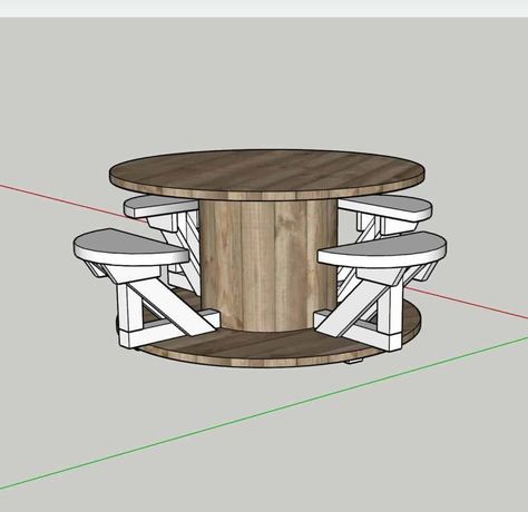 EASY Cable Reel Table (DIY Picnic Bench) - The Carpenter's Daughter Diy Picnic Bench, Cable Reel Table, Wood Spool Tables, Wire Spool Tables, Outdoor Pub Table, Wooden Cable Reel, Cable Spool Tables, Wooden Spool Tables, Wooden Cable Spools