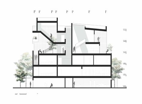 Simple Architecture Section, Building Section Architecture, Section Plan Architecture, Architectural Section Drawing, Architecture Section Drawing, Section Presentation, Sections Architecture, Section Architecture, Architectural Sections