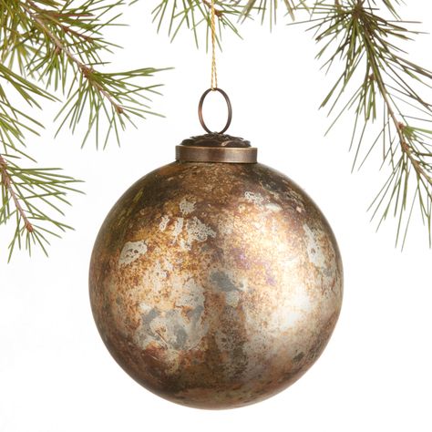 Antique Gold Glass Ball Ornament - World Market Steampunk Christmas, Metallic Christmas, Unique Ornaments, Ornament Garland, Antique Christmas Ornaments, Clear Ornaments, Ornament Tree, Glass Making, Glass Ball Ornaments