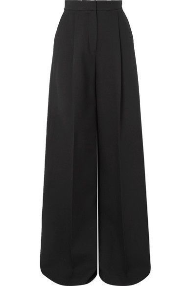 Pants For Long Legged, Black Pants With Black Top, A Line Trousers, Tailored Wide Leg Trousers, Best Wide Leg Pants, Highest Pants, Alexander Mcqueen Pants, Wool Pants Women, Fitted Wide Leg Pants