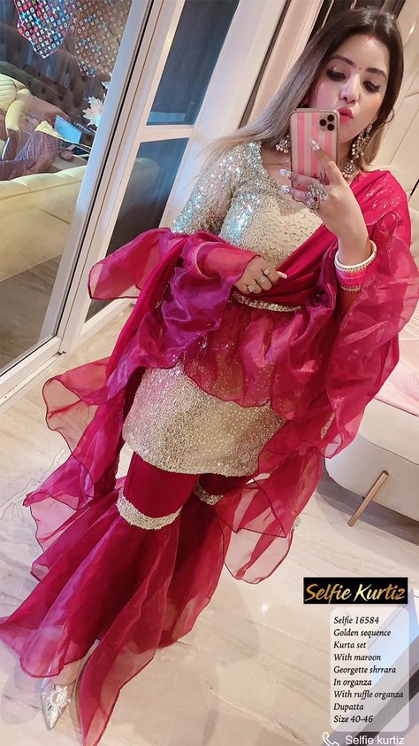 Elegant Women Dresses, Simple Dress For Girl, Simple Long Dress, Georgette Sharara, Cute Dresses For Party, Latest Bridal Dresses, Stylish Short Dresses, Sharara Suit, Bridal Dress Fashion