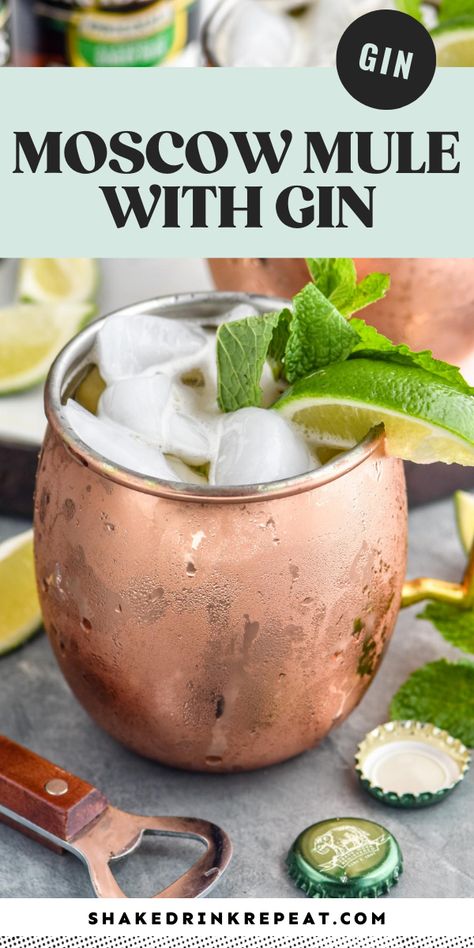 This moscow mule with gin recipe combines good old fashioned gin with ginger beer, the famous spicy ingredient in your favorite Moscow Mule recipe. Moscow Mule With Gin, Gin Mule Recipe, Gin Recipe, Moscow Mule Recipe, Mint Simple Syrup, Mule Recipe, Keto Cocktails, Gin Recipes, Shakes Drinks