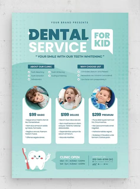 Dental Dentist Flyer Template AI, EPS Dental Flyer Design, Dental Brochure, Poster Dentist, Dental Poster, Toothache Remedies, Education Flyer, Dental Posters, Remedies For Tooth Ache, Promo Flyer