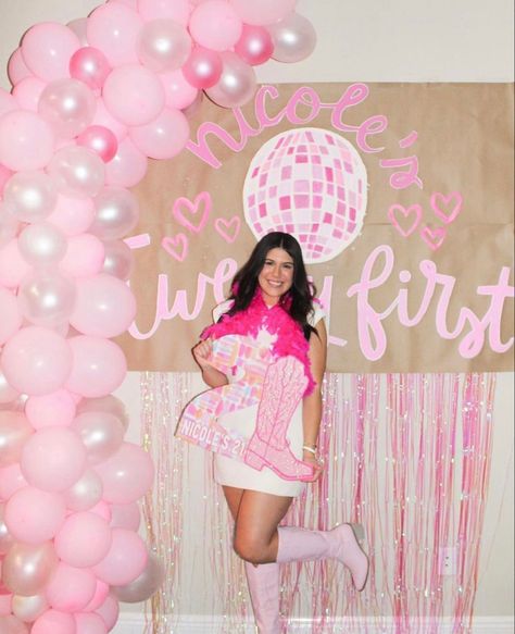 21st Birthday Esthetic, Pink Whitney 21st Birthday Sign, 20th Birthday Sign Ideas, Birthday Photo Op Ideas, Preppy 21st Birthday Sign, 21 Bday Backdrop, 21st Bday Nashville, Pink And Blue 21st Birthday, Light Pink 21st Birthday