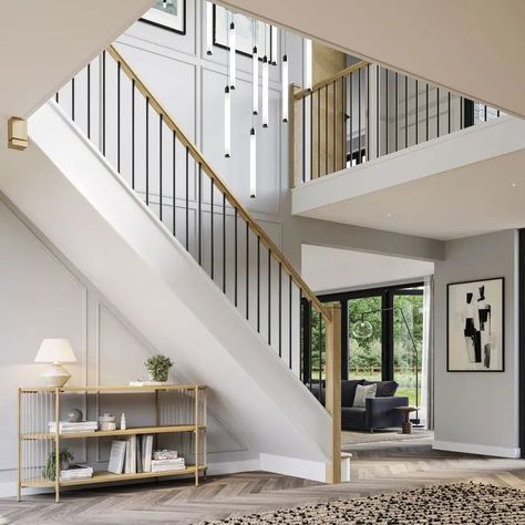 Staircase Renovations - Neville Johnson Contemporary Fitted Wardrobes, Contemporary Staircase Design, Contemporary Home Office Furniture, Classic Bedroom Furniture, Classic Furniture Living Room, Oak Staircase, Luxury Staircase, Timber Staircase, Contemporary Staircase