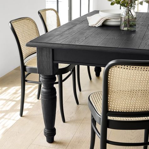 Black Dining Room Table, Black Kitchen Table, Harvest Dining Table, Famous Chair, Hm Home, Bistro Furniture, Black Dining Room, Williams Sonoma Home, Dining Table Black