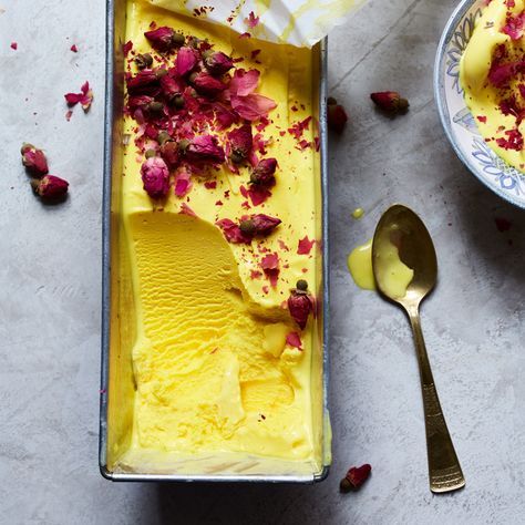 Rosewater-and-Saffron Ice Cream (Bastani Irani) | Food & Wine Arabisk Mat, Arabisk Mad, Iranian Food, Persian Food, An Ice Cream, Ice Cream Flavors, Diet Keto, Homemade Ice, Cream Recipes