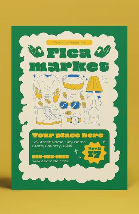 Flea Market Poster Design, Flea Market Flyer, Flea Market Poster, Flea Market Design, Professional Flyer Design, Posters Conception Graphique, Marketing Poster, Pop Up Market, Creative Flyer Design