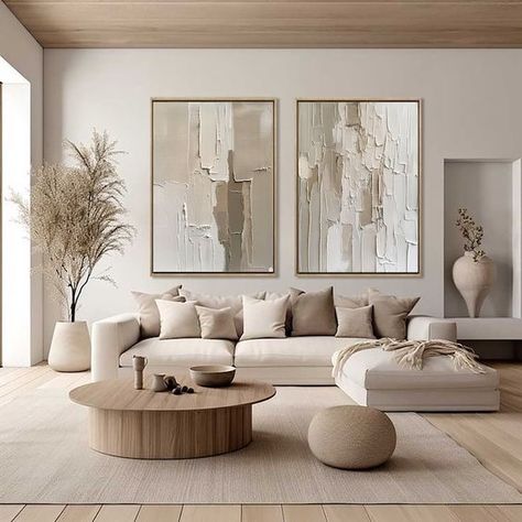 As a furniture designer, I can’t stress enough the importance of personalized pieces, I believe your home should be as unique as you are. At DDL Custom Furniture, we transform your vision into reality. No more compromising on style or quality each piece is meticulously crafted to perfection, reflecting your distinct taste. 🌟 Make your home a reflection of you. 🌟 #homedecor #interiordesign #furniture #interiorstyling #homedecorinspiration #kramervillefurniture #kramervillecorner #kramervil... House Vibes, Beige Living Rooms, Set Of 2 Wall Art, Plaster Wall Art, Japandi Interior, Deco Salon, Neutral Living Room, Beige Walls, Linen Canvas