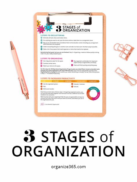 Organize 365 - 3 Stages of Organization Printable Organize 365, Organization Printables, Organizing Systems, Organization Solutions, Professional Organizer, Paper Organization, Lists To Make, Outdoor Christmas Decorations, Stay Organized