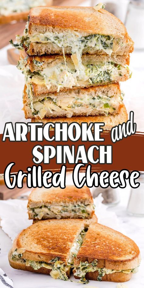 Simple Grilled Cheese, Artichoke Grilled Cheese, Fancy Grilled Cheese Recipes, Artichoke Grilled, Cheesy Spinach Artichoke Dip, Easy Grilled Cheese, Fancy Grilled Cheese, Restaurant Appetizers, Grilled Cheese Recipe