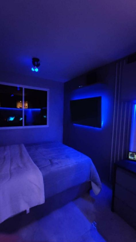 Create carousel
blue light theme bedroom Big Bedrooms Ideas, Mens Bedroom Lighting Ideas, Room Ideas For Guys Bedrooms, Ideas Para Decorar Cuartos Hombres, Gamer Bedroom Aesthetic, Blue Light Room, Room Ideas Aesthetic Men, Guy Room Ideas, Modern Boys Room