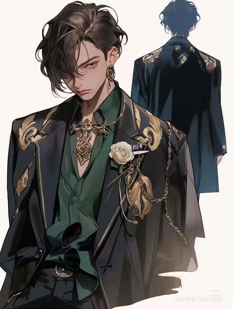 Fantasy Formal Wear Male Art, Villain Clothes Male, Fantasy Suit Design, Fantasy Clothes Male, Hero Costumes Male, Fantasy Suits Male, Fantasy Male Outfit, Fantasy Outfits Male, Male Villain