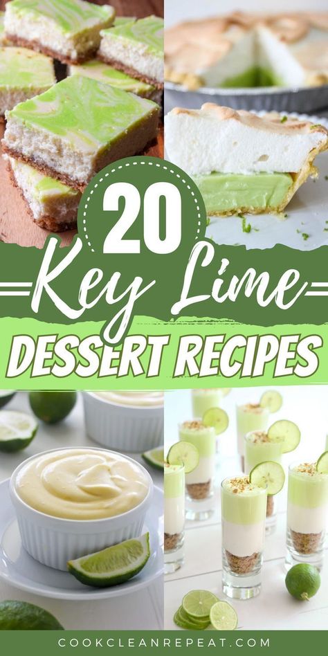 These 20 Key Lime dessert recipes are perfect for any summer occasion! Apart from Florida Keys’ official key lime pie, did you know that there are also other amazing key lime dessert recipes you can try? These delicious recipe ideas will take your dessert to the next level. Let Cook Clean then Repeat help you bring the perfect dessert to your next potluck. Best Key Lime Cheesecake Recipe, Key Lime Dessert Recipes, Key Lime Dessert, Key Lime Cookie Recipe, Lime Dessert Recipes, Lime Dessert, Key Lime Recipes, Key Lime Desserts, Lime Desserts