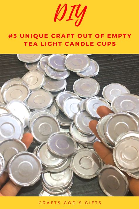 #craftsgodsgifts #diy #emptytealightcandlescups #bestoutofwaste #alloccasions #homedecor Tea Light Holder Diy Crafts, Crafts With Tea Lights, Aluminium Crafts, Tea Light Candles Decorations, Tea Lights Ideas, Making A Candle, Tea Lights Diy, Tea Cup Candles Diy, Candle Making Machine