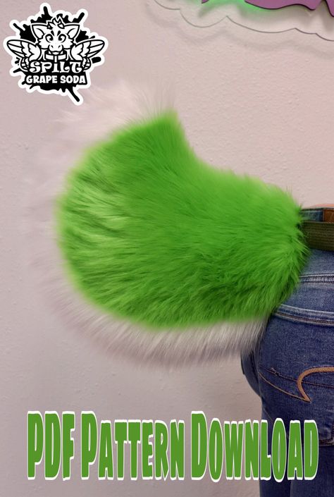 Fursuit Tail Pattern, Fursuit Pattern, Fursuit Tail, Fursuit Paws, Fursuit Tutorial, Tail Pattern, Animal Tails, Green Fur, Paw Pattern