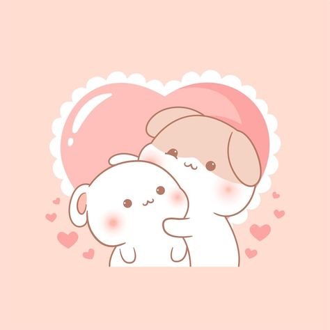 Hug Illustration Art, Cute Couple Chibi, Chibi Hug, Cute Hugging, Cute Hugs, Couple Kawaii, Couple Chibi, Love Hugging, Rabbit Couple