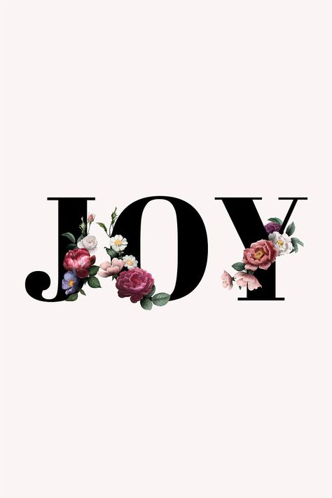 Floral joy word typography on a beige banner | free image by rawpixel.com / manotang Balance Word, Beige Banner, Word Typography, Flower Typography, Black Alphabet, Word Art Typography, Floral Graphic Design, Botanical Fashion, Art Du Croquis