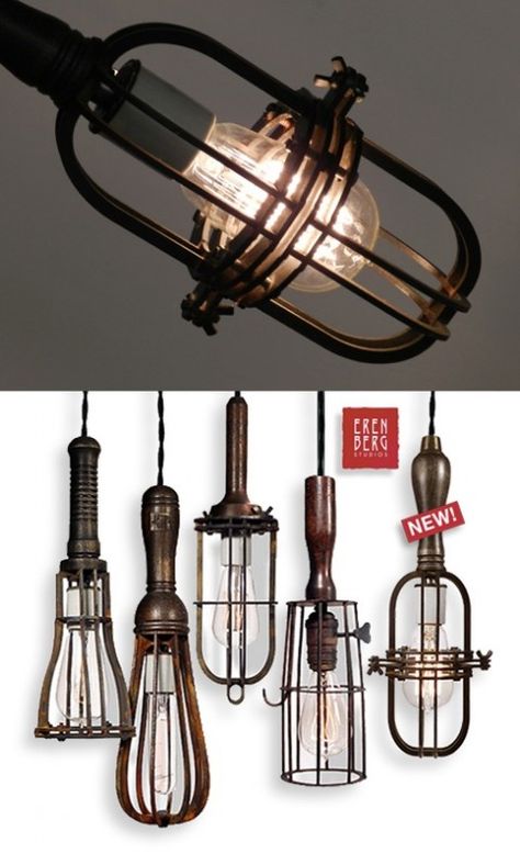 Cage Lamp - Pendant Lighting - iD Lights | iD Lights Structural Model, Cage Lamp, Industrial Lamps, Casa Loft, Steampunk Lighting, Diy Lampe, Lamp Ideas, Cage Light, Steampunk Decor