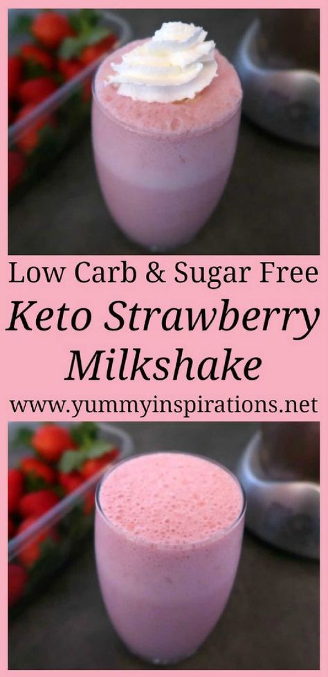 Strawberry Milkshake Recipe Easy, Strawberry Milkshake Recipe, Milkshake Recipe Strawberry, Keto Milkshake, Milkshake Recipe Easy, Keto Shakes, Keto Smoothie Recipes, Low Carb Drinks, Postre Keto