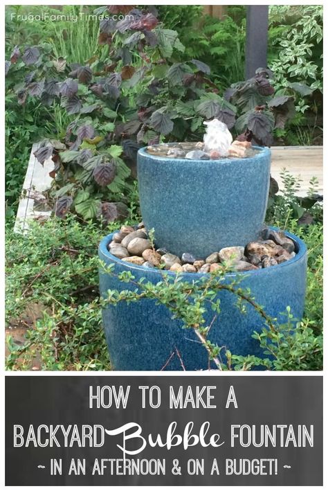 How to build a simple bubble fountain for your backyard or deck. This was a quick and easy DIY - it only took an afternoon! This style of fountain uses two or more pots - and has a relaxing bubbling sound and pretty waterfall effect down the sides. #gardendesign #gardenideas #waterfountain #waterfeatures #backyard Make A Fountain From A Pot, Solar Powered Water Fountains Outdoor Diy, Diy Outdoor Water Features Simple, Diy Outdoor Fountains How To Build, Easy Fountain Diy, Diy Solar Powered Water Fountain, Solar Power Water Feature, Small Outdoor Fountain Ideas, How To Build A Fountain