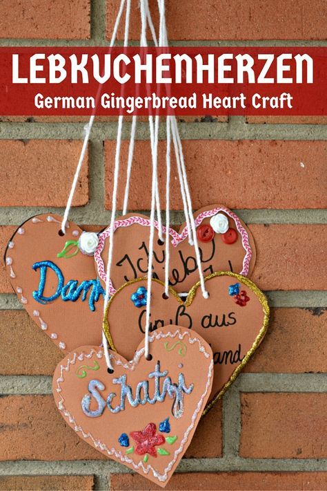 Lebkuchenherzen- German Gingerbread Heart Craft Around The World Crafts For Kids, German Gingerbread, Germany For Kids, Gingerbread Heart, Christmas In Germany, Heart Craft, Cultural Crafts, Christmas Craft Ideas, World Thinking Day