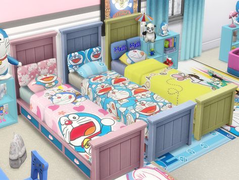 Doraemon Bedroom, Sims 4 Beds, Doraemon Wallpapers, Creative Bedroom, Kids Beds, Jem And The Holograms, Kids Bed, Bedroom Kids, Doll Painting