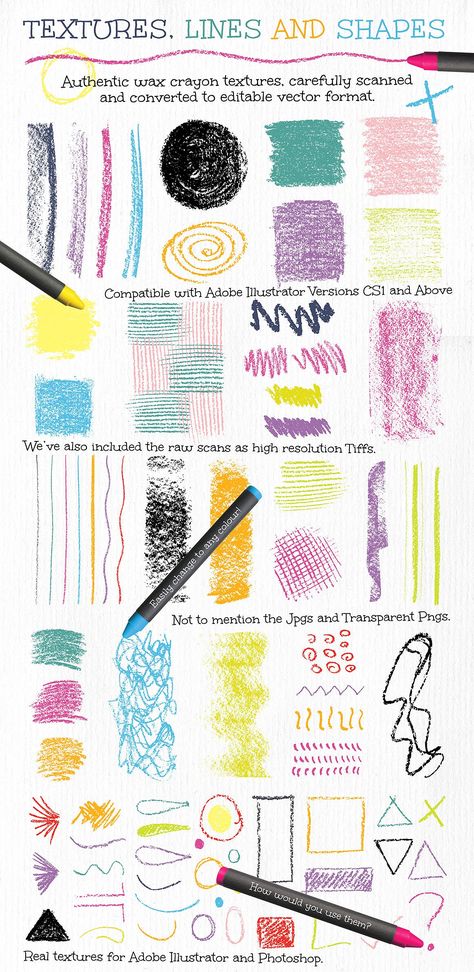 Wax Crayon Patterns and Textures - Textures - 2 Wax Crayons Drawing Ideas, Wax Crayon Art, Crayon Drawings, Wax Crayons, Wings Art, Crayon Art, Vintage Graphic Design, Graphic Design Resources, Design Assets