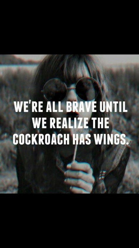 Me and my mother are scared of cockroach's! Funniest Quotes Ever, Cat Quotes Funny, Quote Of The Week, Trendy Quotes, Bones Funny, The Words, True Stories, Brave, A Woman