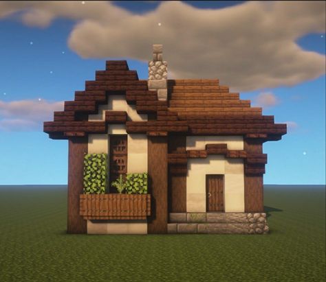 Small House Designs Minecraft, Medieval Minecraft Houses Easy, Custom Minecraft Village House, Small Houses Minecraft Ideas, Simple But Cute Minecraft Houses, M8necraft House Ideas, Cute Small Mc House, Cute Small Village Houses Minecraft, Small Cottages Minecraft