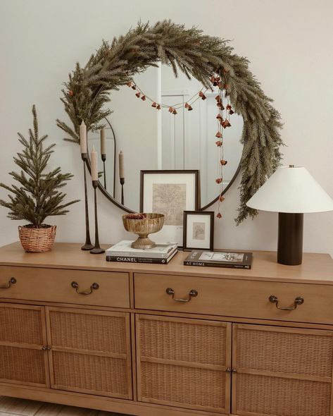 it’s beginning to look a lot like christmas 🌲 shop this post: link in my bio > like to know it 🏡 #target #targetstyle #liketoknowit #ltk #ltkhome #magnolia #studiomcgee #boho #hearthandhand #reset #organicmodern #spring #neutralfalldecor #aesthetics #aesthetic #vibes #organization #springdecor #neutraldecor #beforeandafter #homedecoration #reelsofinstagram #style #styleinspiration #home #homedesign #fyp #christmas Lamps Unique, Entry Console, Christmas Dining Table Decor, Christmas Entry, Pinecone Christmas, Entry Console Table, Buffet Table Lamps, Christmas Entryway, Neutral Fall Decor