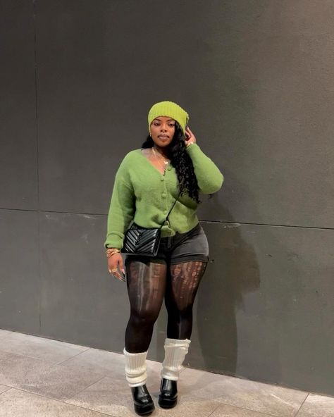 the girls favorite Scorpio 💋 Beanie and cardigan @sheinofficial Boots @lamoda Shorts @fashionnova #explorepage #grwmoutfits… | Instagram Plus Size Chill Outfits Fall, Jhene Aiko Concert Outfit Plus Size, Shorts With Boots Outfits Black Women, Black Women Cute Outfits, Jhene Aiko Concert Outfit Winter, Fall Plus Size Outfits Black Women, Combat Boot Outfits Black Women, Plus Baddie Outfits, Black Crop Cardigan Outfit