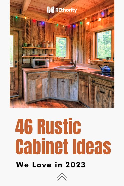 Small Rustic Kitchen Ideas Diy, Unique Kitchen Cabinets Diy, Rustic Chic Cabin Decor, Wood Kitchens Rustic, Diy Kitchen Cabinet Ideas, Rustic Hardware For Cabinets, Rustic Kitchen Walls, Diy Farmhouse Cabinets, Country Cabinets Farmhouse Style