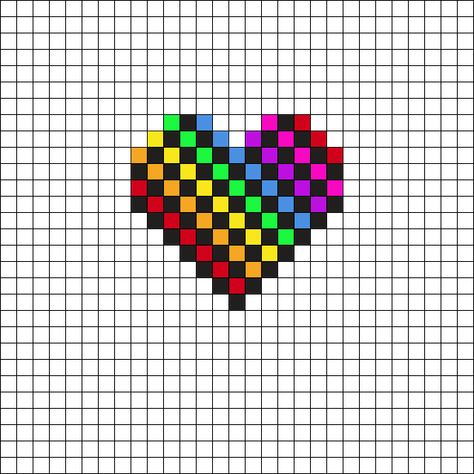 Scenecore Perler Beads, Perler Heart Pattern, Vampire Perler Beads, Perler Bead Scene, Perler Bead Patterns Scene, Perler Bead Heart Patterns, Square Perler Bead Patterns, Scene Perler Bead Patterns, Emo Perler Beads