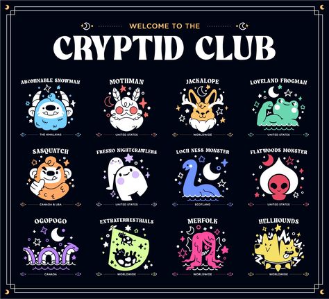 Cryptid Club — Things by Julie Cryptid Hunting Gear, Wolf Cryptid, Cute Cryptids, Cryptids Aesthetic, List Of Cryptids, Cryptid Wallpaper, Cryptid Club, Cryptids Art, Cryptid Academia