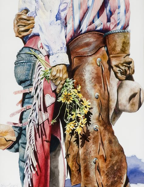 Sweet Kiss ♥ Nelson Boren Nelson Boren, Cowboy Pics, Horse Collage, Rodeo Art, Mountain People, Western Artwork, Story Building, Western Paintings, Cowboy Girl