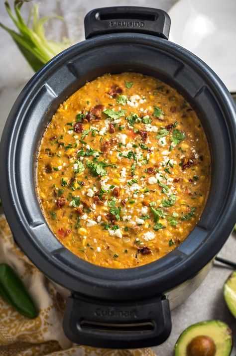 Slow Cooker Mexican Street Corn, Mexican Street Corn Chowder, Street Corn Chowder, Vegan Broth, Slow Cooker Soup Recipes, Vegetarian Slow Cooker, Slow Cooker Mexican, Chicken Chowder, Mexican Street Corn