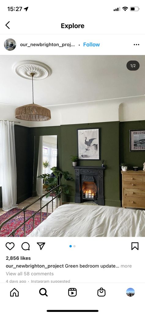 Bedroom Victorian, Victorian Bedroom, Bedroom Updates, Green Bedroom, Victorian Period, Bedroom Green, Period, New Homes, Fireplace