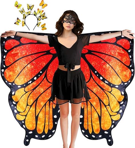 Amazon.com: D.Q.Z Double Sided Women Butterfly Wings Costumes for Adults Fairy Ladies Festival Halloween Dress UP Party (Flame Orange) : Clothing, Shoes & Jewelry Adult Princess Costume, Fairy Costume For Girl, Wings Shawl, Butterfly Wings Costume, Costumes For Adults, Dress Up Party, Birthday Party Gifts, Butterfly Costume, Cheerleader Costume