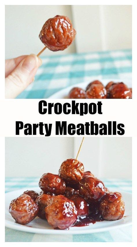 Crockpot Party Meatballs - #appetizers #appetizer Crockpot Party Meatballs, Meatballs Crock Pot, Crockpot Party, Party Food Meatballs, Party Meatballs, Crockpot Appetizers, Appetizer Meatballs, Crock Pot Meatballs, No Bake Snacks