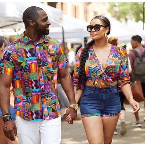 Couples African Outfits, African Print Tops, Couples Outfit, Afrikaanse Mode, Party Kleidung, Ankara Style, African Inspired Fashion, Matching Couple Outfits, African Print Dresses