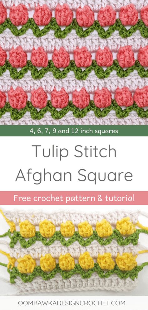 The Tulip Stitch is a lovely crochet stitch pattern. You can use it to create a pretty accent in a design, like I did with this Tulip Stitch Hat Pattern, or you can use it to crochet an entire afghan. Crochet Tulip Blanket, Crochet Tulip Tutorial, Crochet Tulip Hat, Tulip Stitch Crochet, Crochet Tulip Stitch, Spring Motifs, Crochet Edging Tutorial, Tulip Stitch, Picot Crochet